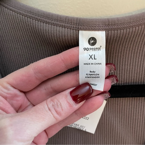 90 Degrees by Reflex Ribbed Mocha Tank, Size Lg, NWT - Picture 6 of 6